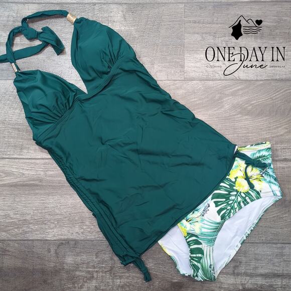 Suuksess Drawstring Tropical Tankini Swimsuit Size M - Picture 2 of 5